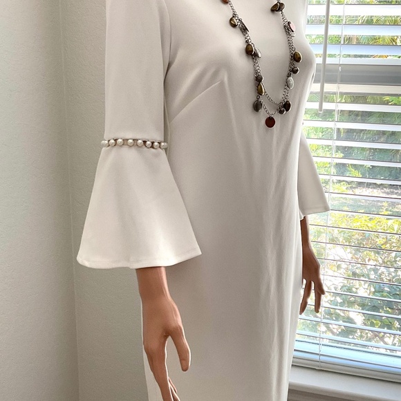 NEIMAN MARCUS dress Sz 2 Ivory Faux Pearls - Picture 2 of 8